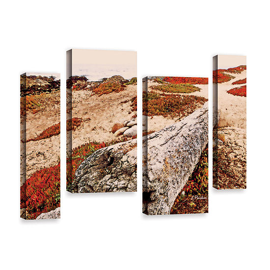 Brushstone Log On Pebble Beach 4-pc. Gallery Wrapped Staggered Canvas Wall Art