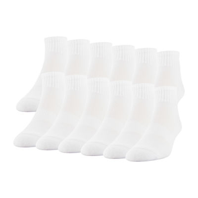 Gildan 12 Pair Quarter Socks Mens, Color White JCPenney