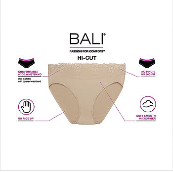 Bali Women's Smooth Passion For Comfort Lace Hi Cut Brief - Dfpc62l 8/xl  Soft Taupe : Target