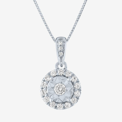 (H-I / I1) Womens 1/6 CT. T.W. Lab Grown White Diamond 10K White Gold Round Pendant Necklace