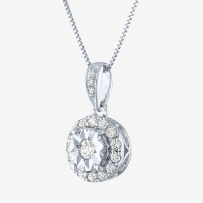 (H-I / I1) Womens 1/6 CT. T.W. Lab Grown White Diamond 10K White Gold Round Pendant Necklace