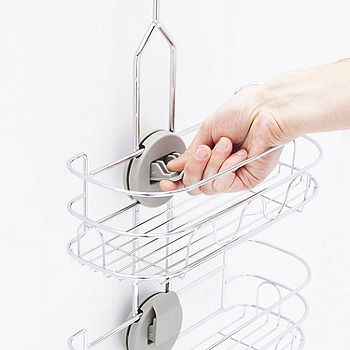 Honey-Can-Do 3-Tier Steel Wire Hanging Shower Caddy with 2 Hooks, Satin  Nickel 