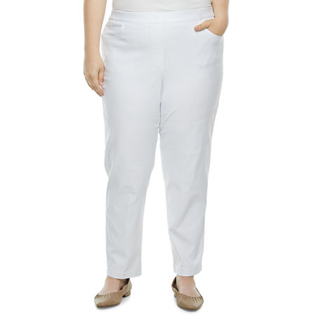 Alfred Dunner Classics Womens Plus Slim Pull-On Pants, 18w Short, White