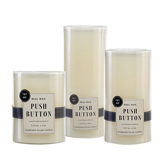 Ivory Push Button Pillar LED Candle Collection