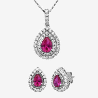 Lab Created Red Ruby Sterling Silver 2-pc. Jewelry Set