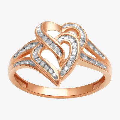 1/8 CT. T. W. Diamond 10K Yellow or Rose Gold Double-Heart Ring