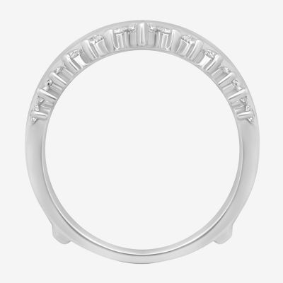 Womens 1 CT. T.W. Natural White Diamond 14K White Gold Wedding Ring Guard
