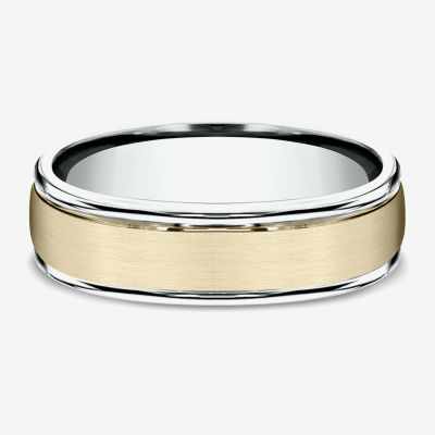 Mens 6MM 10K Two Tone Gold Wedding Band