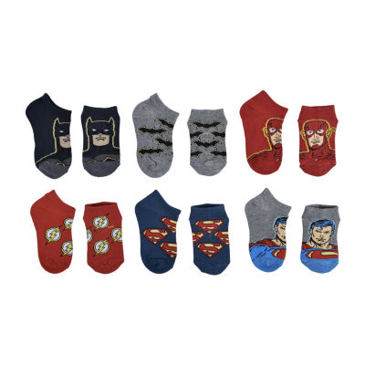 6 Pair No Show Socks Boys Justice League