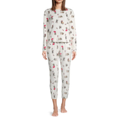 Sleep Chic Womens Velour Long Sleeve 2-pc. Pant Pajama Set