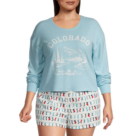  Arizona Body Juniors Long Sleeve Waffle Pajama Top