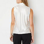 Black Label by Evan-Picone Sleeveless Bow Blouse