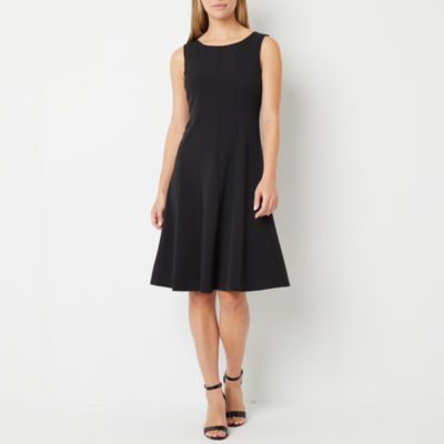 Calvin klein fit and deals flare black dress