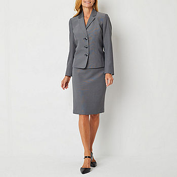 Le Suit 2-pc. Knee Length Skirt Suit, Color: Grey - JCPenney