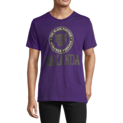 Mens Crew Neck Short Sleeve Regular Fit Marvel Black Panther Graphic T