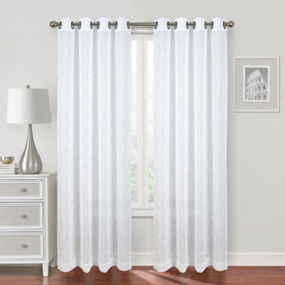 Regal Home Bayview Embroidered Sheer Grommet Top Single Curtain Panel