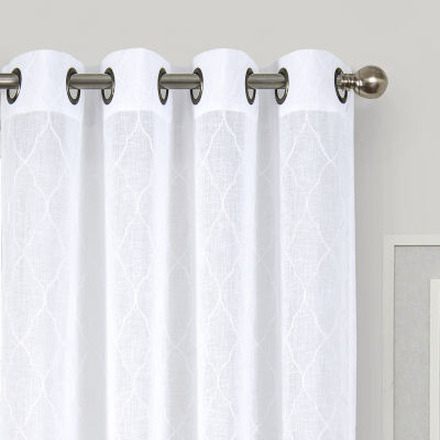 Regal Home Bayview Embroidered Sheer Grommet Top Single Curtain Panel