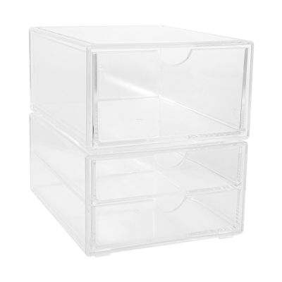 Martha Stewart Kerry Plastic Stackable Office Desk Drawer Organizers 2 H x  6 W x 12 D ClearGold Trim Pack Of 3 Organizers - Office Depot