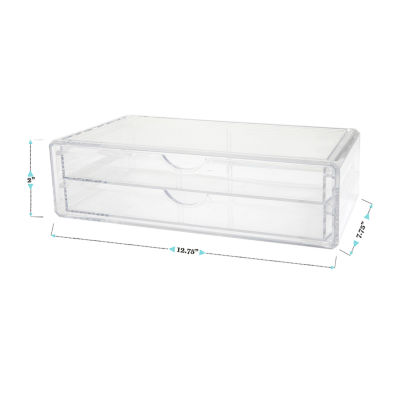 Martha Stewart Plastic Stackable Office Desktop Organizer with 2 Pullout Drawers Clear