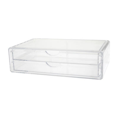 Martha Stewart Plastic Stackable Office Desktop Organizer with 2 Pullout Drawers Clear