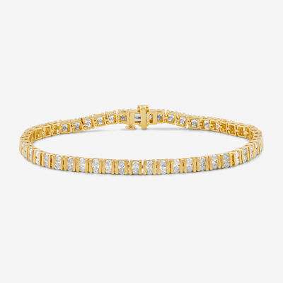 Womens 3 CT. T.W. Lab Grown White Diamond 10K Gold 7.25 Inch Tennis Bracelet