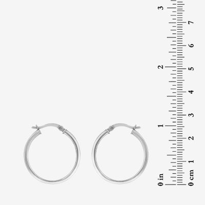 STERLING SILVER RHODIUM 25x7MM GLITTER HOOP EARRINGS