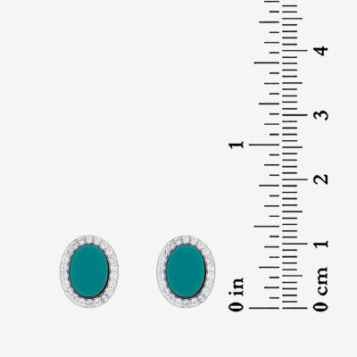 Simulated Turquoise Sterling Silver Stud Earrings