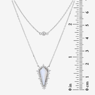 Womens White Mother Of Pearl Sterling Silver Pendant Necklaces