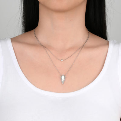Womens White Mother Of Pearl Sterling Silver Pendant Necklace