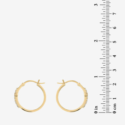 DiamonArt® White Cubic Zirconia 18K Gold Over Silver 12.6mm Hoop Earrings