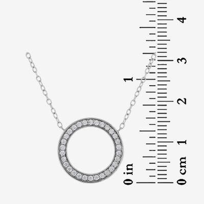 DiamonArt® Womens 1/3 CT. T.W. Lab Created White Cubic Zirconia Sterling Silver Round Pendant Necklace