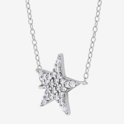 DiamonArt® Womens 1/3 CT. T.W. Lab Created White Cubic Zirconia Sterling Silver Star Pendant Necklace