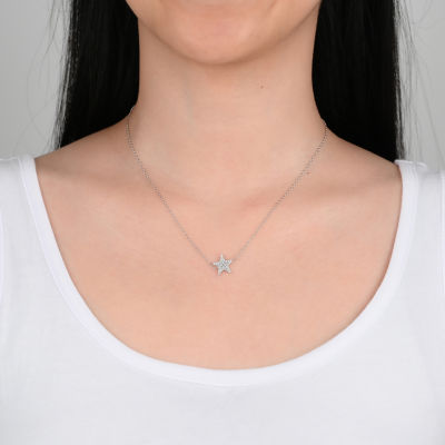DiamonArt® Womens 1/3 CT. T.W. Lab Created White Cubic Zirconia Sterling Silver Star Pendant Necklace