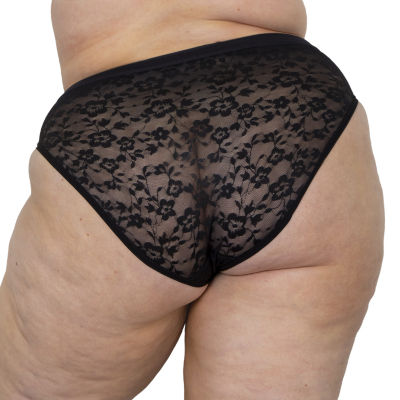 Curvy Couture No Show Lace High Cut Brief Panty - 1363