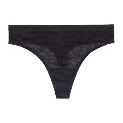 Curvy Couture No Show Lace High Cut Thong Panty - 1377