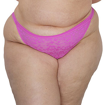 Curvy Couture Women's Plus Size No-show Lace G-string Panty