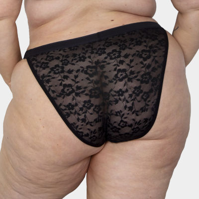 Curvy Couture No Show Lace String Bikini Panty - 1382