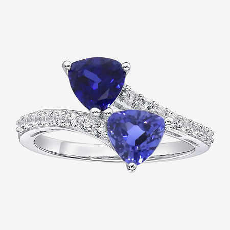 Womens Lab Created Blue Sapphire Sterling Silver Cocktail Ring, 7
