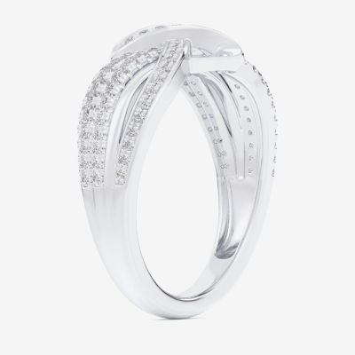 G-H / Si1-Si2) Womens /3 CT. T.W. Lab Grown White Diamond 10K Gold Bypass Cocktail Ring