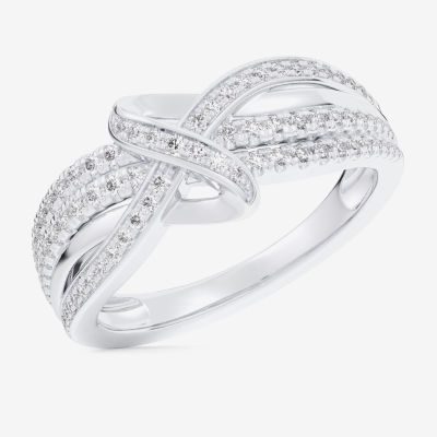 G-H / Si1-Si2) Womens /3 CT. T.W. Lab Grown White Diamond 10K Gold Bypass Cocktail Ring