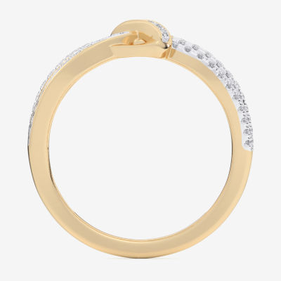 G-H / Si1-Si2) Womens 1/3 CT. T.W. Lab Grown White Diamond 10K Gold Bypass Cocktail Ring