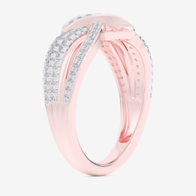 G-H / Si1-Si2) Womens /3 CT. T.W. Lab Grown White Diamond 10K Rose Gold Bypass Cocktail Ring