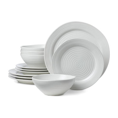 Oneida Ridge White 12-pc. Stoneware Dinnerware Set