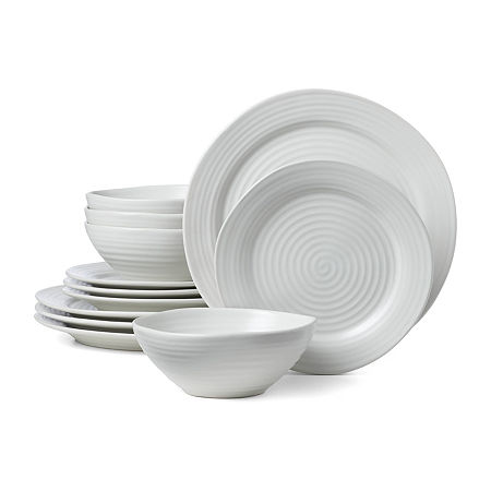 Oneida Ridge White 12-pc. Stoneware Dinnerware Set, One Size, White