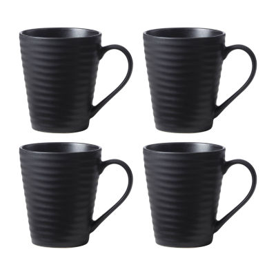 Oneida Ridge Black 4-pc. Stoneware Mug Set