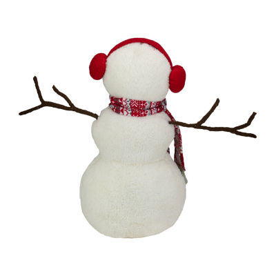 Northlight 22" Plush Snowman With Button Snowflakes And Earmuffs Christmas Tabletop Decor