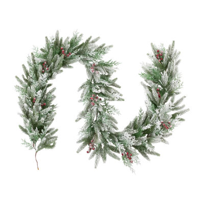 Northlight Real Touch™️ Flocked Wind River Fir With Berries - 7ft X 12in - Unlit Christmas Indoor Garland