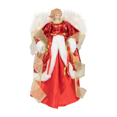 Northlight 14" Red Angel With Lighted Wings Christmas Tree Topper