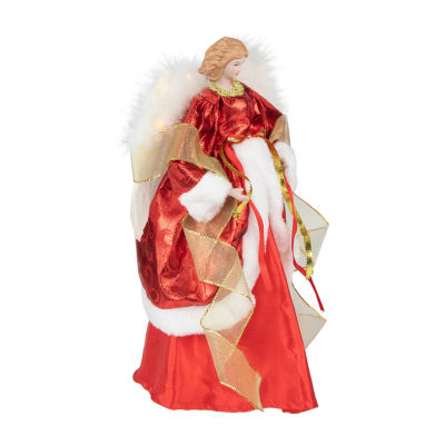 Northlight 14" Red Angel With Lighted Wings Christmas Tree Topper