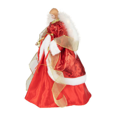 Northlight 14" Red Angel With Lighted Wings Christmas Tree Topper